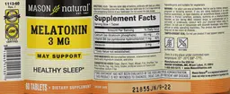 Label for Melatonin 3 mg