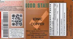 Label for Ionic Copper 2,000 PPM
