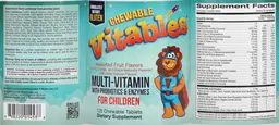 Label for Chewable Multi-Vitamin with Probiotics & Enzymes for Children