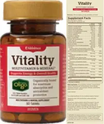 Label for Vitality Multivitamin & Mineral Women