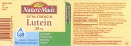 Label for Extra Strength Lutein 20 mg