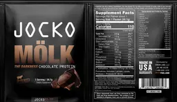 Label for Jocko Molk The Darkness Chocolate Protein