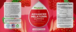 Label for Advanced Melatonin Gummies Strawberry Flavored