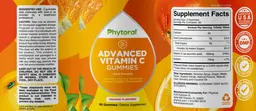 Label for Advanced Vitamin C Gummies Orange Flavored
