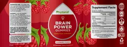 Label for Brain Power Gummies Raspberry Flavor