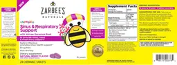 Label for Chewable Sinus & Respiratory Support Natural Berry Flavor