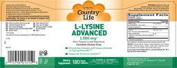 Label for L-Lysine Advanced 1,500 mg