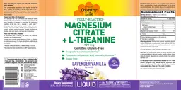 Label for Magnesium Citrate + L-Theanine 400 mg Lavender Vanilla Flavor