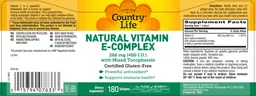 Label for Natural Vitamin E-Complex 268 mg (400 IU) with Mixed Tocopherols