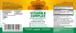 Label for Natural Liquid E Complex 13,400 mg (20,000 IU)