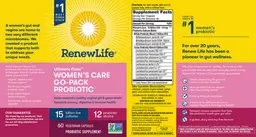 Label for Ultimate Flora Women's Care Go-Pack Probiotic 15 Billion