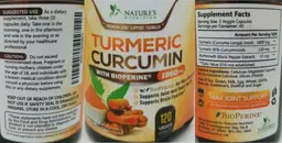 Label for Turmeric Curcumin with BioPerine