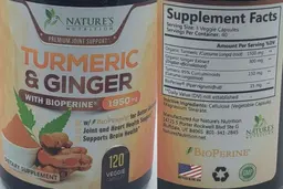 Label for Turmeric & Ginger with BioPerine