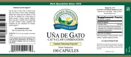Label for Una de Gato Cat's Claw Combination