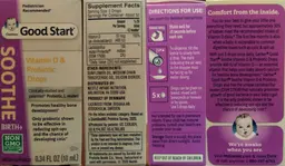 Label for Soothe Vitamin D & Probiotic Drops