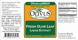 Label for Fresh Olive Leaf Liquid Extract