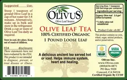 Label for Olive Leaf Tea