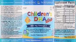 Label for Children's DHA Xtra 880 mg Omega-3 Berry Flavor