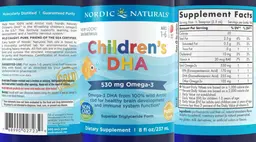 Label for Children's DHA Strawberry