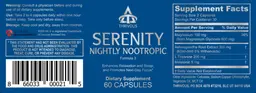 Label for Serenity Nightly Nootropic