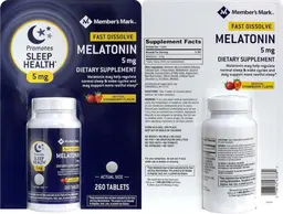 Label for Melatonin 5 mg Fast Dissolve Strawberry Flavor