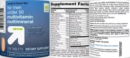 Label for For Men Under 50 Multivitamin Multimineral