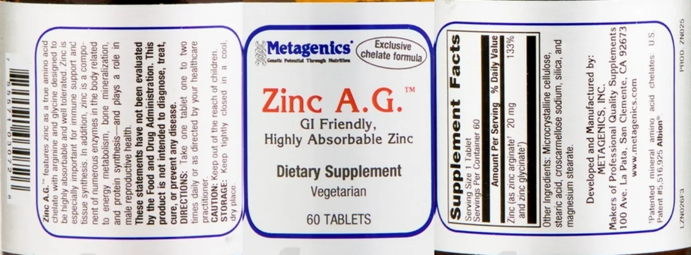 Label for Zinc A.G.