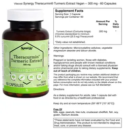 Label for Theracurmin Turmeric Extract 300 mg