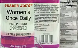 Label for Women's Once Daily High Potency Multivitamin/Multimineral