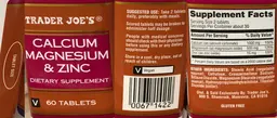 Label for Calcium Magnesium & Zinc
