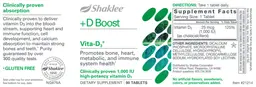 Label for +D Boost Vita-D3 1,000 IU