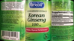 Label for Korean Ginseng 100 mg