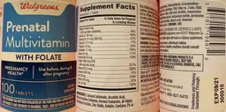 Label for Prenatal Multivitamin with Folate