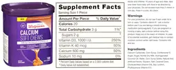 Label for Calcium Soft Chews Caramel Flavored