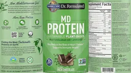 Label for MD Protein Sustainable Plant-Based Fair Trade Rich Chocolate Flavor