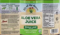 Label for Aloe Vera Juice Whole Leaf Filtered