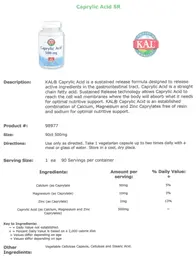 Label for Caprylic Acid 500 mg