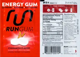 Label for Run Gum Cinnamon Flavor