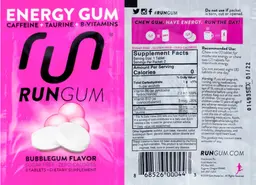 Label for Run Gum Bubblegum Flavor