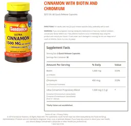 Label for Ultra Cinnamon 1500 mg