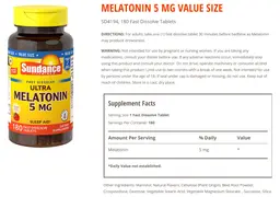 Label for Ultra Melatonin 5 mg Natural Berry Flavor