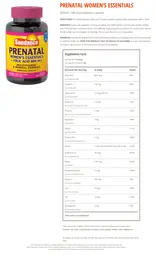 Label for Prenatal Women's Essentials + Folic Acid 800 mcg