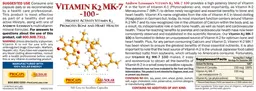 Label for Vitamin K2 MK-7 100