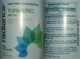 Label for Turmeric 400 mg