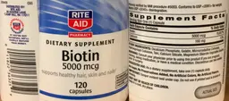 Label for Biotin 5000 mcg