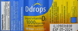 Label for Liquid Vitamin D3 1000 IU