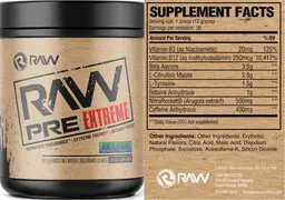 Label for RAW Pre Extreme Kiwi Blueberry