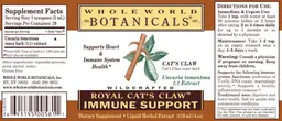 Label for Royal Cat's Claw Liquid Herbal Extract