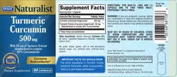 Label for Turmeric Curcumin 500 mg