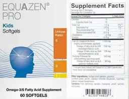 Label for Equazen Pro Kids Softgels